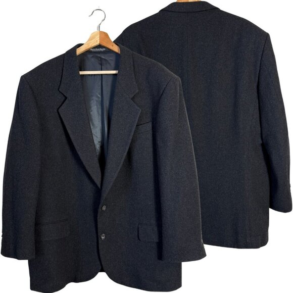 Oscar de la Renta Wool Cashmere Sport Coat Jacket Blazer Men's 44L Gray Career - Picture 1 of 12
